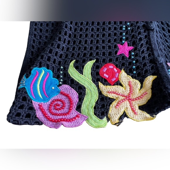 Rare Vintage Designers Original Studio Under The Sea Knit Sweater Cardigan Sz M - Picture 5 of 7